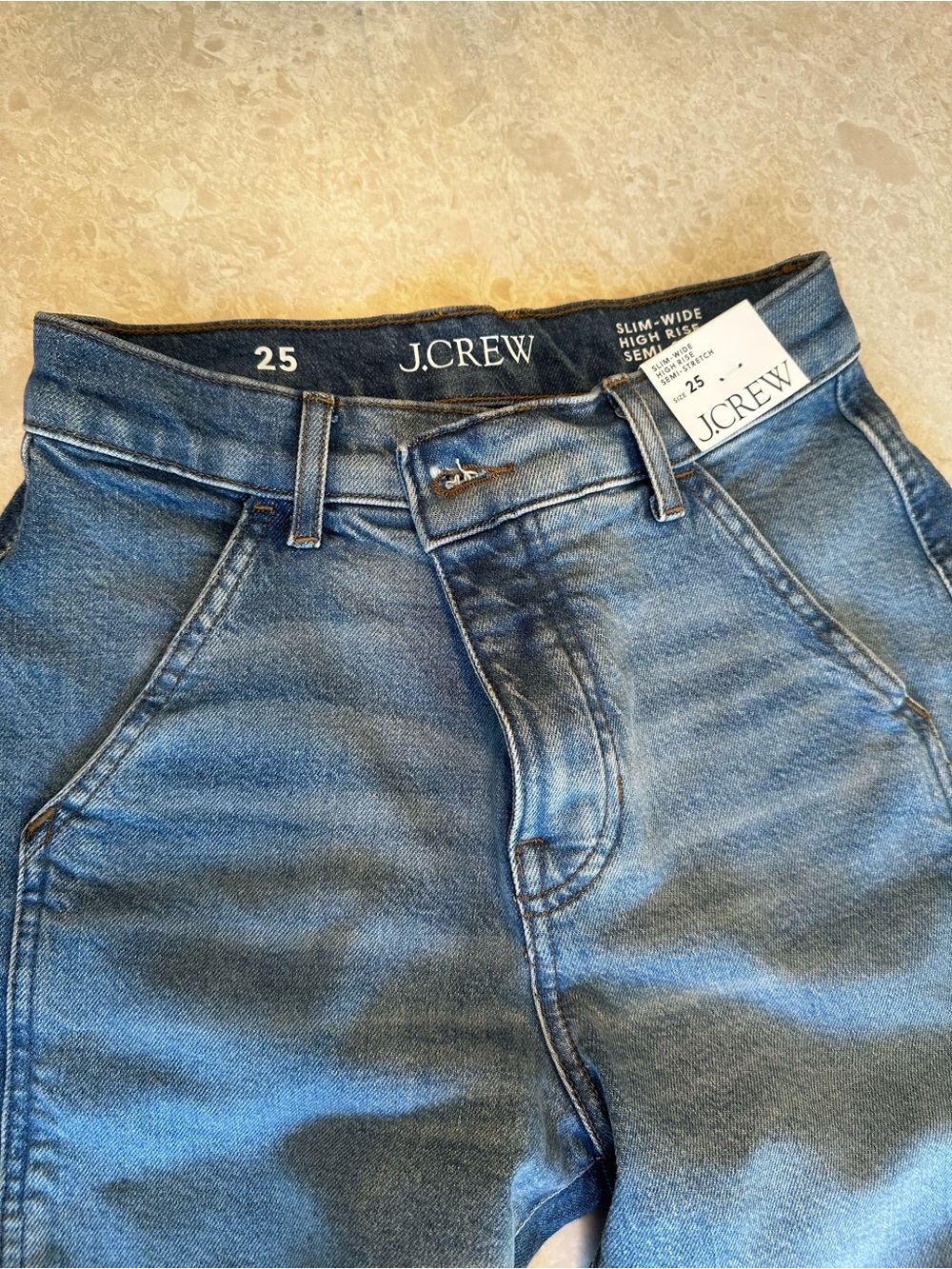 J. Crew Womens  Slim-Wide high rise jean in Medium Blue Wash